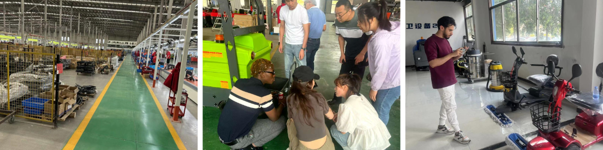 Долгосрочный перуанский партнер проводит осмотр и поставку изготовленных на заказ подметально-уборочных машин с сиденьем для оператора в Керейде